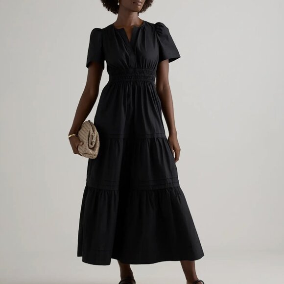 Quince Dresses & Skirts - Quince 100% Organic Cotton Poplin Tiered Maxi Dress | Black | Size S